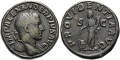 RÖMER RÖMISCHE KAISERZEIT. Severus Alexander, 222 - 235 n. Chr. AE Sesterz ø 30mm (26,05g). 231 - 235 n. Chr. Mzst. Rom. Vs.: IMP ALEXANDER PIVS AVG, Büste mit Lorbeerkranz u. Gewand auf l. Schulter n
