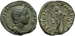 RÖMER RÖMISCHE KAISERZEIT. Iulia Mamaea, 222 - 235 n. Chr. AE Dupondius ø 26mm (10,66g). 228 n. Chr. Mzst. Rom. Vs.: IVLIA MAMA-EA AVGVSTA, drapierte Büste mit Stephane auf Mondsichel n. r. Rs.: FELIC
