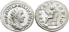 RÖMER RÖMISCHE KAISERZEIT. Philipp I. Arabs, 244 - 249 n. Chr. Antoninian ø 23mm (3,64g). 244 - 247 n. Chr. Mzst. Rom. Vs.: IMP M IVL PHILIPPVS AVG, drapierte Panzerbüste mit Strahlenkrone n. r. Rs.: 