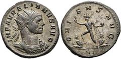 RÖMER RÖMISCHE KAISERZEIT. Aurelian, 270 - 275 n. Chr. Antoninian ø 22mm (4,08g). 273 n. Chr. Mzst. Rom. Vs.: IMP AVRELIANVS AVG, drapierte Panzerbüste mit Strahlenkrone n. r. Rs.: ORI-ENS AVG / III, 