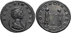 RÖMER RÖMISCHE KAISERZEIT. Severina, 274 - 275 n. Chr. Antoninian ø 23mm (4,41g). 275 n. Chr. Mzst. Serdica. Vs.: SEVERINA AVG, drapierte Büste mit Diadem auf Mondsichel n. r. Rs.: CONCORDIA AVGG / KA