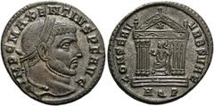 RÖMER RÖMISCHE KAISERZEIT. Maxentius, 306 - 312 n. Chr. AE Follis ø 25mm (6,84g). 308 - 309 n. Chr. Mzst. Aquileia. Vs.: IMP C MAXENTIVS P F AVG, Kopf mit Lorbeerkranz n. r. Rs.: CONSERV VRB SVAE / AQ