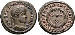 RÖMER RÖMISCHE KAISERZEIT. Constantin II. als Caesar, 317 - 337 n. Chr. Follis ø 19mm (3,13g). 321 - 324 n. Chr. Mzst. Siscia. Vs.: CONSTANTINVS IVN NOB C, Kopf mit Lorbeerkranz n. r. Rs.: CAESARVM NO