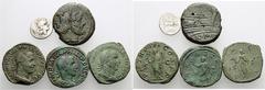 LOTS Römische Münzen. Quinar röm. Republik Cr. 44/4 (1); As röm. Repubilk Cr. 197-198B/1 (1); Sesterze des Philipppus Arabs, 244 - 249 n. Chr. (RIC 149s und 185a); Sesterz des Traianus Decius, 149 - 1