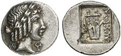 LYKIEN LYKISCHER BUND. Kragos Hemidrachme (1,68g). 1. Hälfte 1. Jh. v. Chr. Vs.: Apollonkopf mit Lorbeer­kranz r. Rs.: LUKIWN, Kithara, l. KP und Kornähre. Troxell S. 159 Nr.143.3­4. Herrliche Tönung,