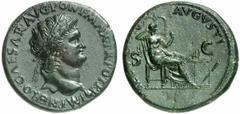 Nero Nero, 54 - 68 n. Chr. Dupondius 66 n. Chr. Lugdunum. 13.51 g. Vs.: IMP NERO CAESAR AVG PONT (sic!) MAX TR POT P P, Kopf mit Lorbeerkranz u. Globus n. r. Rs.: SECVRITAS AVGVSTI / S - C, Securitas 