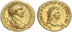 Trajan Trajan, 98 - 117 n. Chr. Aureus ca. Herbst 116 - August 117 n. Chr. Rom. 7.04 g. Vs.: IMP CAES NER TRAIAN OPTIM AVG GERM DAC, drapierte Panzerbüste mit Lorbeerkranz n. r. Rs.: PARTHICO P M TR P