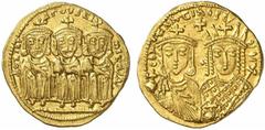 Konstantin VI Konstantin VI. und Eirene, 780 - 797 n. Chr. Solidus 792 - 793 n. Chr. Konstantinopel. 4.42 g. Vs.: S V nIRI AVΓ ΛVSTI mITR´ A´, Konstantin V., Leo III. u. Leo IV. (gest. 775, 741 u. 780
