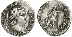 Nero Nero, 54 - 68 n. Chr. Denar 64 - 66 n. Chr. Rom. 3.28 g. Vs.: NERO CAESAR AVGVSTVS, Kopf mit Lorbeerkranz n. r. Rs.: IVPPITER CVSTOS, Jupiter sitzt mit Blitzbündel u. Zepter n. l. RIC 53; C. 119;