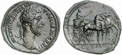 Commodus Commodus, 177 - 192 n. Chr. Sesterz 186 n. Chr. Rom. 29.46 g. Vs.: M COMMODVS ANT P FELIX AVG BRIT, Kopf mit Lorbeerkranz n.r. Rs.: PM TRP XI IMP VII, im Abschnitt COS V PP / S - C, Commodus 