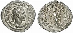 Macrinus Macrinus, 217 - 218 n. Chr. Denar Rom. 3.75 g. Vs.: IMP C M OPEL SEV MACRINVS AVG, Panzerbüste mit Lorbeerkranz n. r. Rs.: FELICITAS TEMPORVM, Felicitas mit Caduceus u. Füllhorn. RIC 60; C. 1