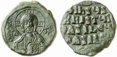 Anonymer Follis Anonymer Follis, geprägt unter Konstantin VIII. Follis Class A3 1025 - 1028 n. Chr. unsicher. 10.06 g. Vs.: + EmmA NOVHΛ / IC - XC, frontale Christusbüste (Nimbus mit 2/2/2 Punkten) mi