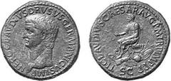RÖMER RÖMISCHE KAISERZEIT Objekt-Nr.: 462 Drusus Maior, 38 - 9 v. Chr., Vater des Claudius. AE Sesterz, (27,29 g.), 50 - 54 n. Chr., geprägt unter Claudius. Mzst. Rom. Vs.: NERO CLAVDIVS DRVSVS GERMAN