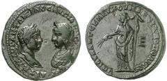 RÖMISCHE PROVINZIALPRÄGUNGEN Elagabal, 218 - 222 n. Chr. AE Fünfer (10,00g). Statthalter Iulius Antonius Seleucus. Vs.: AΥT K M AΥΡ ANTΩNEINOΣ AΥΓ IO[...], Büsten des Elagabal mit Lorbeerkranz und der