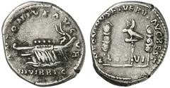 RÖMER RÖMISCHE KAISERZEIT Marcus Aurelius und Lucius Verus, 161 - 169 n. Chr. Denar (3,34g). 165 n. Chr. Mzst. Rom. Restitutionsprägung! Vs.: ANTONIVS AVG-VR / III VIR R P C, Kriegsgaleere n. r. Rs.: 