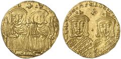 BYZANZ Konstantin VI. und Eirene, 780 - 797 n. Chr. Solidus (4,37g). 780 - 787 n. Chr. Mzst. Konstantinopel. Vs.: LEOn VS S ESSOn COnSTAnTInOS nEOS, Leo IV. (gest. 780 n. Chr.) u. Konstantin VI. front