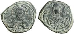 BYZANZ Anonymer Follis, geprägt unter Romanos IV. AE (9,66g). 1068 - 1078 n. Chr. Mzst. unsicher. Vs.: IC - XC, frontale Christusbüste mit Buchrolle. Rs.: MHP - ΘV, frontale Büste der Maria Orans. Übe