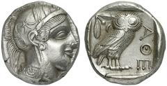 GRIECHEN ATTIKA ATHEN Tetradrachme (17,20g). Wie vorher. Starr Taf. 22f. Breiter Schrötling, Vs. Kratzer, vz
