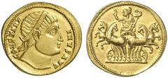 RÖMER RÖMISCHE KAISERZEIT Constantin I., der Große, 307 - 337 n. Chr. Multiplum (1 1/4 Solidus) (5,57g). 326 n. Chr. Mzst. Konstantinopel. Vs.: CONSTANT-INVS AVG, Kopf mit Diadem, den Blick n. oben, n
