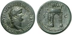 RÖMER RÖMISCHE KAISERZEIT Nero, 54 - 68 n. Chr. AE Sesterz (25,53g). 64 n. Chr. Mzst. Rom. Vs.: NERO CLAVDIVS CAESAR AVG GERM P M TR P IMP P P, Kopf mit Lorbeerkranz u. Aegis n. r. Rs.: S - C, Arcus N
