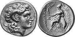 GRIECHEN THRAKISCHE KÖNIGE UND DYNASTEN Objekt-Nr.: 64 Lysimachos, 305 - 281 v. Chr. Stater, (8,44 g.), Vs.: Kopf Alexanders d. Gr. mit Diadem und Ammonshorn n. r. Rs.: BASILEWS LUSIMACOU, Athena mit 