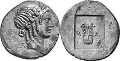 GRIECHEN LYKIEN LYKISCHER BUND Objekt-Nr.: 1467 Masakytos Hemidrachme (1,77 g.), 1. Hälfte 1. Jh.v.Chr. Vs.: Apollonkopf in archaistischem Stil mit Lorbeerkranz r. zwischen L-U. Rs.: M - A, Lyra, r. i