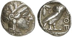 GRIECHEN ATTIKA ATHEN Tetradrachme (17,18g). Wie vorher. Starr Taf. 22f. Getönt, Vs. feiner Kratzer, Rs. Graffito im Feld, ss