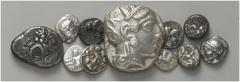 LOTS Griechische AR 5. / 4. Jh. v. Chr. Darunter Tetradrachme Athen (1), ansonsten kleinere Nominale aus Westkleinasien, außerdem ein achämenidischer Siglos und zwei Viertelsigloi. 11 Stück! s-ss VERK