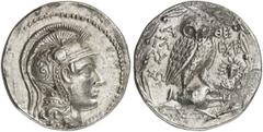 GRIECHEN ATTIKA ATHEN Tetradrachme des Neuen Stils (16,58g). 138/37 v. Chr. Vs.: Athenakopf im attischen Helm mit dreifacher Helmzier n. r., auf dem Helm Ranke, über dem Visier Pferdeprotomen. Rs.: A-