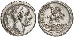 RÖMER RÖMISCHE REPUBLIK NACH 211 V. CHR L. Marcius Philippus, 56 v. Chr. Denar (3,97g). Mzst. Rom. Vs.: ANCVS, Kopf des Ancus Marcius mit Diadem n. r., dahinter Lituus. Rs.: PHILIPPVS, Reiterstandbild