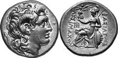 GRIECHEN THRAKISCHE KÖNIGE UND DYNASTEN Objekt-Nr.: 77 Lysimachos, 305 - 281 v. Chr. Stater, (8,39 g.), Mzst. unbest. Vs.: Kopf Alexanders d. Gr. mit Diadem und Ammonshorn n. r. Rs.: BASILEWS LUSIMACO