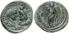 RÖMISCHE PROVINZIALPRÄGUNGEN MOESIA INFERIOR MARKIANOPOLIS Gordian III., 238 - 244 n. Chr. AE (13,30g). Unter dem Gouverneur Menophilos. Vs.: AΥT K / M ANT ΓOΡΔIANOΣ AΥΓ, drapierte Büsten des Gordian 