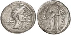 RÖMER RÖMISCHE REPUBLIK RÖMISCHE REPUBLIK NACH 211 V. CHR. P. Sepullius Macer, C. Iulius Caesar, 44 v. Chr. Denar (3,42g). Mzst. Rom. Vs.: Bekränzter Kopf des Caesar n. r., dahinter achtstrahliger Ste