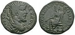 RÖMISCHE PROVINZIALPRÄGUNGEN MOESIA INFERIOR MARKIANOPOLIS Septimius Severus, 193 - 211 n. Chr. AE (10,96g). 201 - 204 n. Chr. D. Buste lauré, drapé et cuirassé de Septime Sévère à dr. R. Sarapis, coi