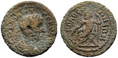 RÖMISCHE PROVINZIALPRÄGUNGEN IONIEN KOLOPHON Gordian III. , 238 - 244 n. Chr. AE (4,90g). D. Buste lauré de Gordien III à dr. , avec cuirasse et paludamentum. R. Sarapis trônant à g. , un calathos sur