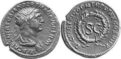 RÖMER RÖMISCHE KAISERZEIT Objekt-Nr.: 2098 Trajan, 98 - 117 n.Chr. AE Semis, (6,83 g.), 115 n. Chr. Mzst. Rom. Vs.: IMP CAES NER TRAIANO OPTIMO AVG GERM, drapierte Büste mit Strahlenkranz n. r. Rs.: D