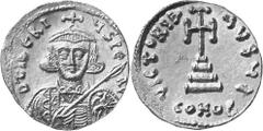 BYZANZ Objekt-Nr.: 3206 Tiberius III., 698 - 705 n. Chr. Solidus (4,45 g.), Mzst. Konstantinopel Vs.: D TIbERIVS PE AV, Büste mit Krone, Panzer, Schild u. Speer. Rs.: VICTORIA AVGY I / CONOB, Kreuz au