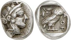 GRIECHEN ATTIKA. ATHEN. Drachme (4,28g). 454 - 404 v. Chr. Vs.: Kopf der Athena mit attischem Helm u. Lorbeerkranz n. r. Rs.: ΑΘΕ, Eule u. Olivenzweig. Svoronos Taf. 10ff.; HGC 4, 1631. Gutes ss Ex Sa