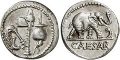 RÖMER RÖMISCHE REPUBLIK. RÖMISCHE REPUBLIK NACH 211 V. CHR. C. Iulius Caesar, 49 - 48 v. Chr. Denar (3,90g). Mzst. in Gallia Narbonensis oder Hispania citerior. Vs.: Von l. nach r. Culullus, Aspergill