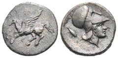GRIECHEN KORINTH KORINTH Stater (7.60g). 405 - 345 v. Chr. Vs.: Pegasos n. l. fliegend, darunter Koppa. Rs.: Kopf der Athena mit korinthischem Helm n. r., dahinter Skorpionfisch. Calciati, Pegasi 158.