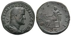 RÖMER RÖMISCHE KAISERZEIT Maximinus Thrax, 235 - 238 n. Chr. Maximinus Thrax, 235 - 238 n. Chr. Sesterz (23.20g). Mzst.Rom. Vs.: MAXIMINVS PIVS AVG GERM, drapierte Panzerbüste mit Lorbeerkranz n. r. R