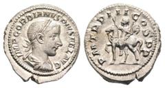 RÖMER RÖMISCHE KAISERZEIT Gordian III., 238 - 244 n. Chr. Gordian III., 238 - 244 n. Chr. Denar (4.15g). Sommer 241 n. Chr. Mzst.Rom. Vs.: IMP GORDIANVS PIVS FEL AVG, drapierte Panzerbüste mit Lorbeer