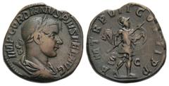 RÖMER RÖMISCHE KAISERZEIT Gordian III., 238 - 244 n. Chr. Gordian III., 238 - 244 n. Chr. Sesterz (19.96g). 244 n. Chr. Mzst.Rom. Vs.: IMP GORDIANVS PIVS FEL AVG, drapierte Panzerbüste mit Lorbeerkran