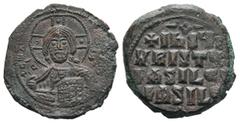BYZANZ Anonymer Follis, geprägt unter Basil II. und Constantin VIII. Anonymer Follis, geprägt unter Basil II. und Constantin VIII. Follis (11.60g). ca. 976 - 1025 n. Chr. Mzst.unsicher. Vs.: + EmmANOV