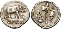 RÖMER RÖMISCHE REPUBLIK. RÖMISCHE REPUBLIK NACH 211 V. CHR. C. Iulius Caesar, 49 - 48 v. Chr. Denar (3,57g). Mzst. in Gallia Narbonensis oder Hispania citerior. Vs.: CAESAR, Elefant n. r. trampelt ein