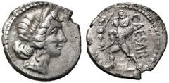 RÖMER RÖMISCHE REPUBLIK. RÖMISCHE REPUBLIK NACH 211 V. CHR. C. Iulius Caesar, 47 - 46 v. Chr. Denar (3,32g). Mzst. in Afrika. Vs.: Kopf der Venus mit Stephane n. r. Rs.: CAESAR, Aeneas trägt seinen Va