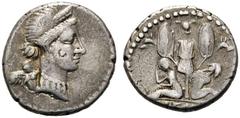 RÖMER RÖMISCHE REPUBLIK. RÖMISCHE REPUBLIK NACH 211 V. CHR. C. Iulius Caesar, 46 - 45 v. Chr. Denar (3,86g). Mzst. in Spanien. Vs.: Kopf der Venus mit Diadem n. r., dahinter Cupido. Rs.: [CAESAR], Tro
