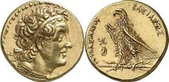 GRIECHEN ÄGYPTEN KÖNIGREICH DER PTOLEMÄER Objekt-Nr.: 300 Ptolemaios II. Philadelphos, 283 - 246 v.Chr. Pentadrachme (17,78 g.), 277 n. Chr. Mzst. Alexandria. Vs.: Büste des Ptolemaios I. mit Diadem n