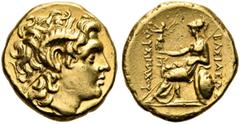 GRIECHEN THRAKISCHE KÖNIGE UND DYNASTEN. Lysimachos, 305 - 281 v. Chr. Stater (8,52g). Mitte 3. Jh. v. Chr. - 190 v. Chr. Mzst. Kyzikos. Vs.: Kopf Alexanders d. Gr. mit Diadem u. Ammonshorn n. r. Rs.:
