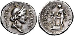 RÖMER RÖMISCHE REPUBLIK. RÖMISCHE REPUBLIK NACH 211 V. CHR. C. Iulius Caesar, 47 v. Chr. Denar (3,96g). Mzst. auf Sizilien. Vs.: C CAESAR IMP COS ITER, drapierte Büste der Venus mit Stephane n. r. Rs.